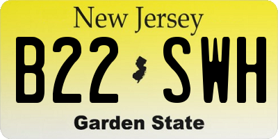 NJ license plate B22SWH