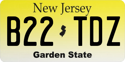 NJ license plate B22TDZ