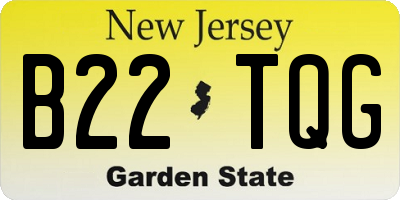 NJ license plate B22TQG