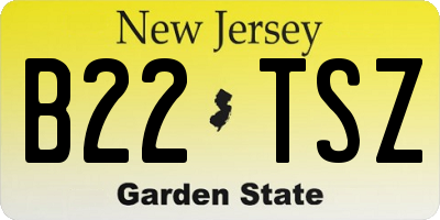 NJ license plate B22TSZ