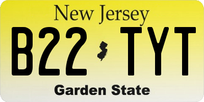 NJ license plate B22TYT