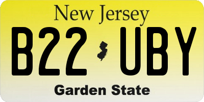 NJ license plate B22UBY