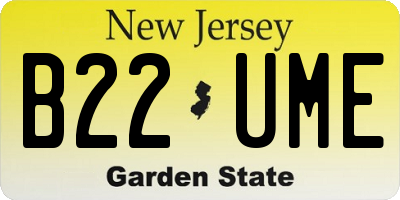 NJ license plate B22UME