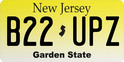 NJ license plate B22UPZ