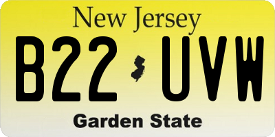 NJ license plate B22UVW