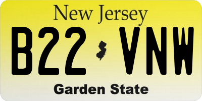 NJ license plate B22VNW