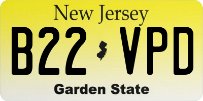 NJ license plate B22VPD