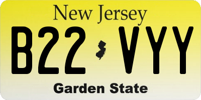 NJ license plate B22VYY