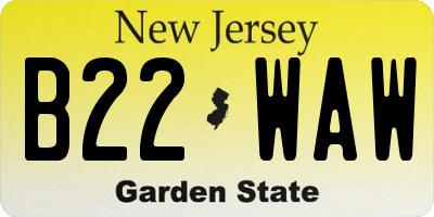 NJ license plate B22WAW