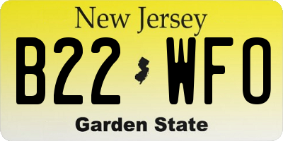 NJ license plate B22WFO