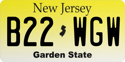NJ license plate B22WGW