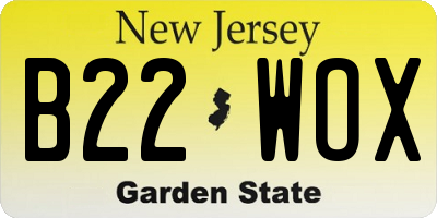 NJ license plate B22WOX