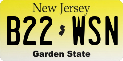 NJ license plate B22WSN