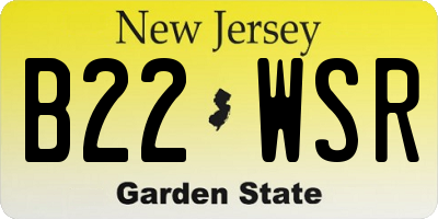 NJ license plate B22WSR