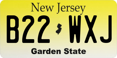 NJ license plate B22WXJ