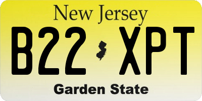 NJ license plate B22XPT
