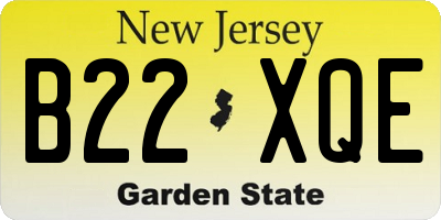 NJ license plate B22XQE