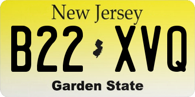 NJ license plate B22XVQ