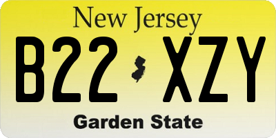 NJ license plate B22XZY