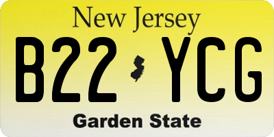 NJ license plate B22YCG