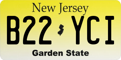 NJ license plate B22YCI