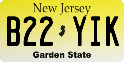 NJ license plate B22YIK