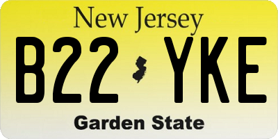 NJ license plate B22YKE