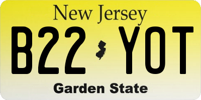 NJ license plate B22YOT