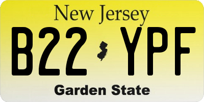 NJ license plate B22YPF