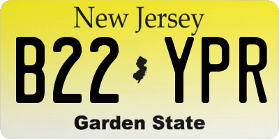 NJ license plate B22YPR