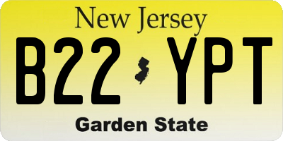 NJ license plate B22YPT