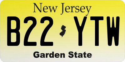 NJ license plate B22YTW