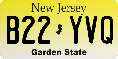 NJ license plate B22YVQ