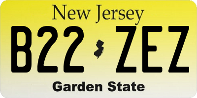 NJ license plate B22ZEZ
