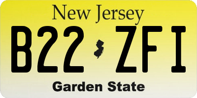 NJ license plate B22ZFI