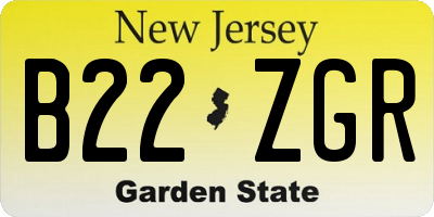 NJ license plate B22ZGR