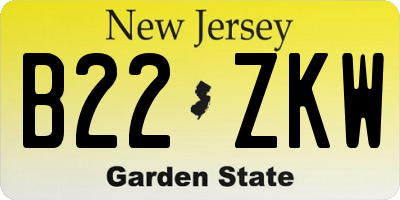 NJ license plate B22ZKW
