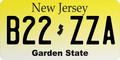 NJ license plate B22ZZA