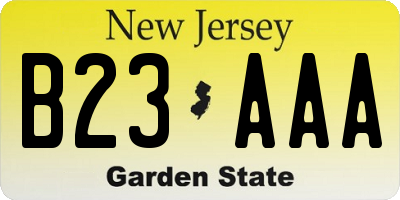 NJ license plate B23AAA
