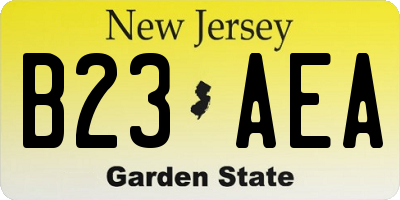 NJ license plate B23AEA