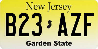 NJ license plate B23AZF