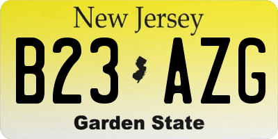 NJ license plate B23AZG