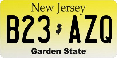 NJ license plate B23AZQ