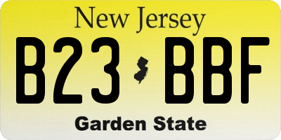 NJ license plate B23BBF