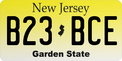 NJ license plate B23BCE