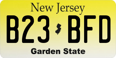 NJ license plate B23BFD