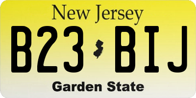 NJ license plate B23BIJ