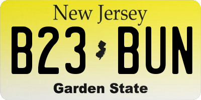 NJ license plate B23BUN