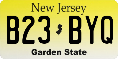 NJ license plate B23BYQ