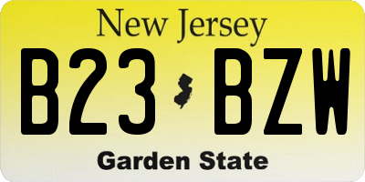 NJ license plate B23BZW